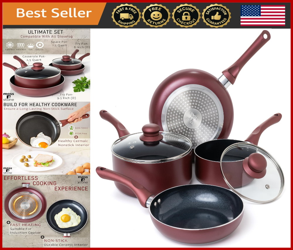 6-Piece Nonstick Cookware Set with Glass Lids & Cool-Touch Handles, PFOA-Free  