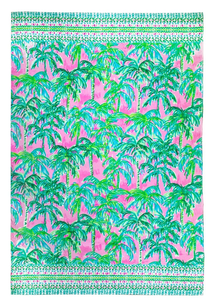 Lilly Pulitzer Oversized Beach Towel 40x70 Pink Green Palm Tropical Design