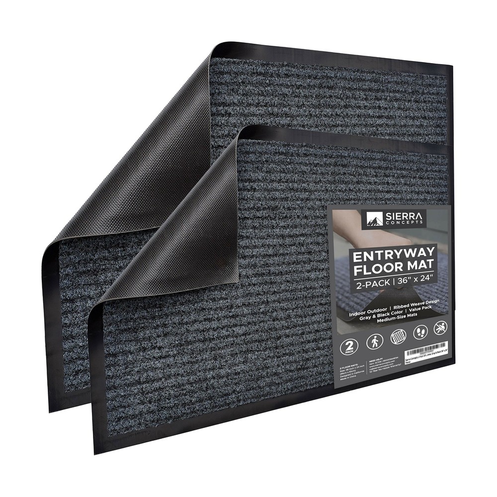 Sierra Concepts 2-Pack Striped Door Floor Mat - Indoor Outdoor Rug 36