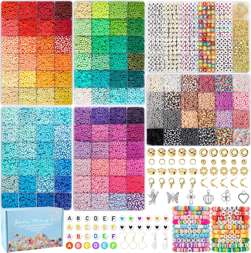 21100 Pcs 120 Colors Clay Beads Kit for DIY Bracelets and Friendship Crafts