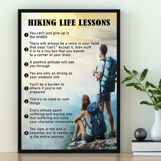 Hiking Life Lesson Adventure Motivational Wall Art Gift for Hikers