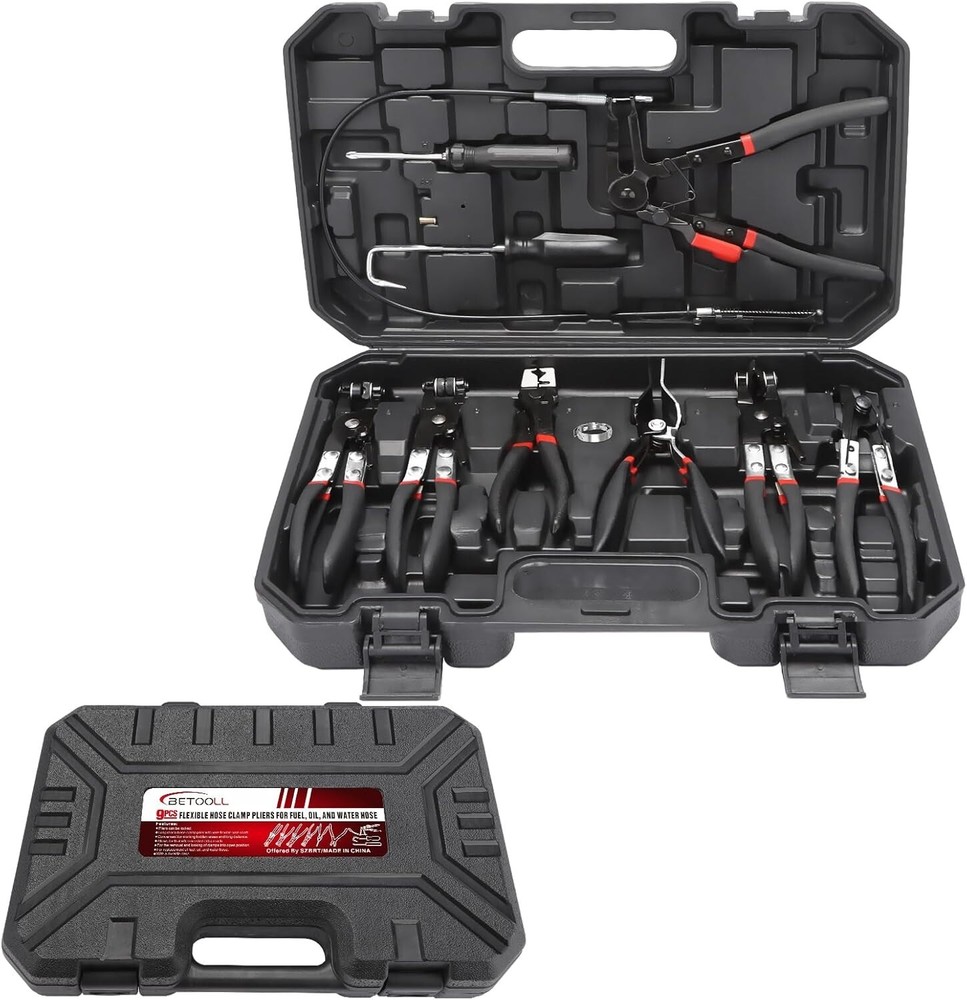 9pc Hose Clamp Pliers Set with Ergonomic Grip for Safe Automotive Repairs