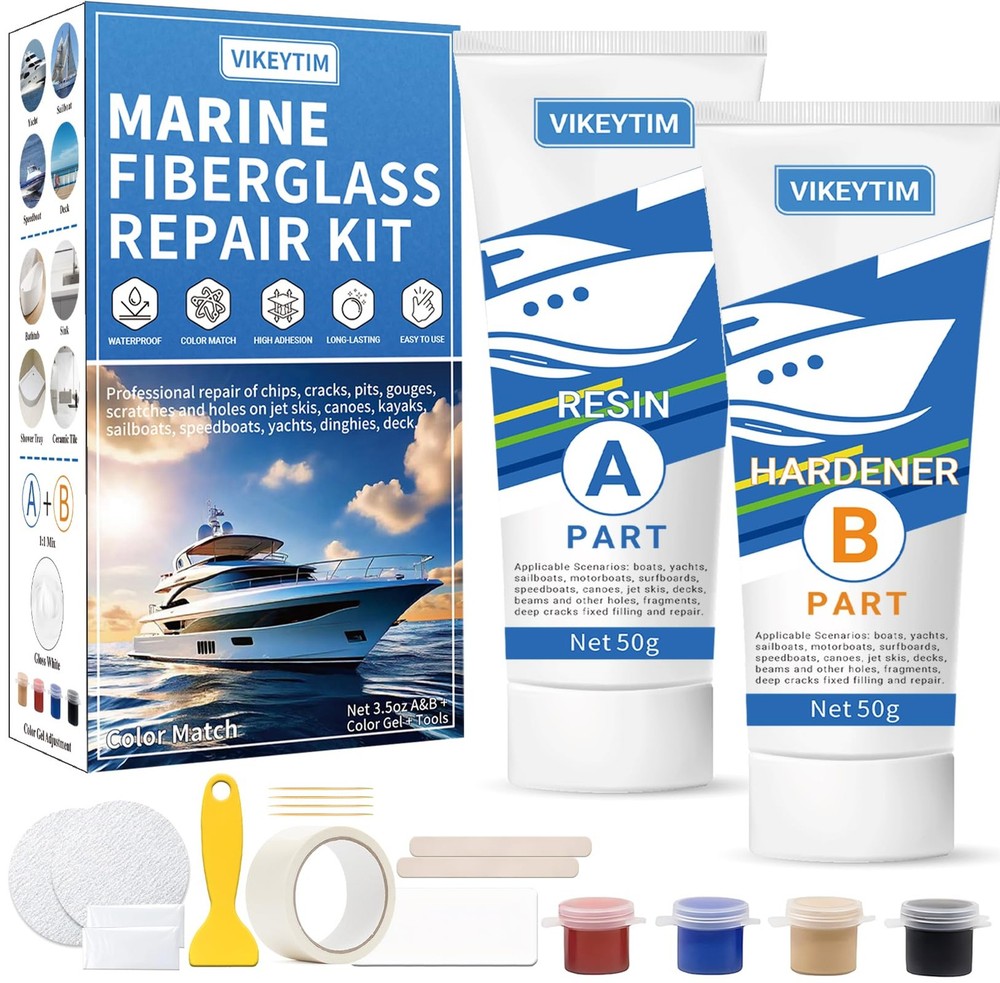 Marine Fiberglass Gel Coat Repair Kit 3.5oz Color Match for Boats