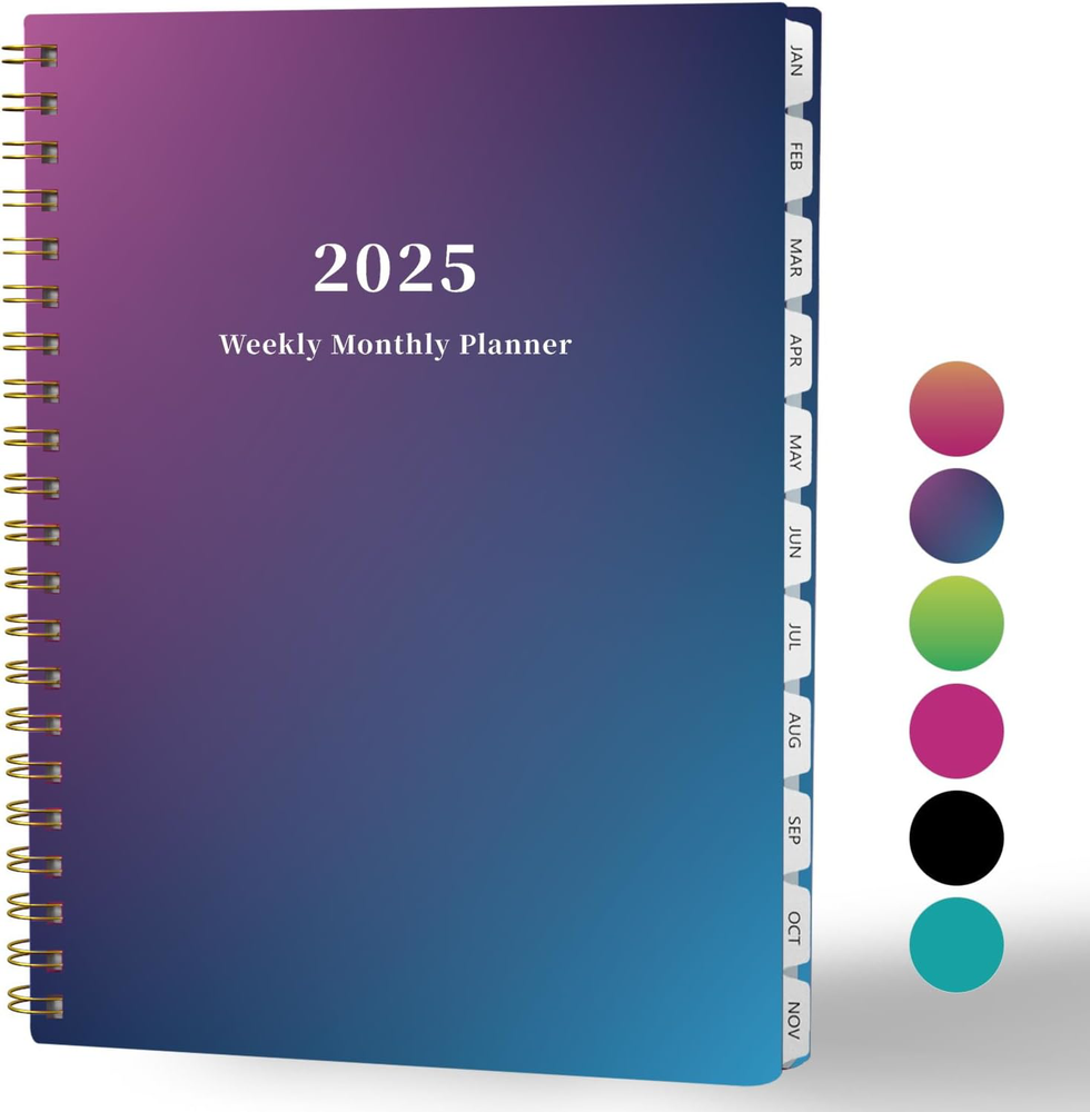 2025 Spiral Bound Monthly Planner 8.5x11 Blue Purple 12 Months for School Office Work  