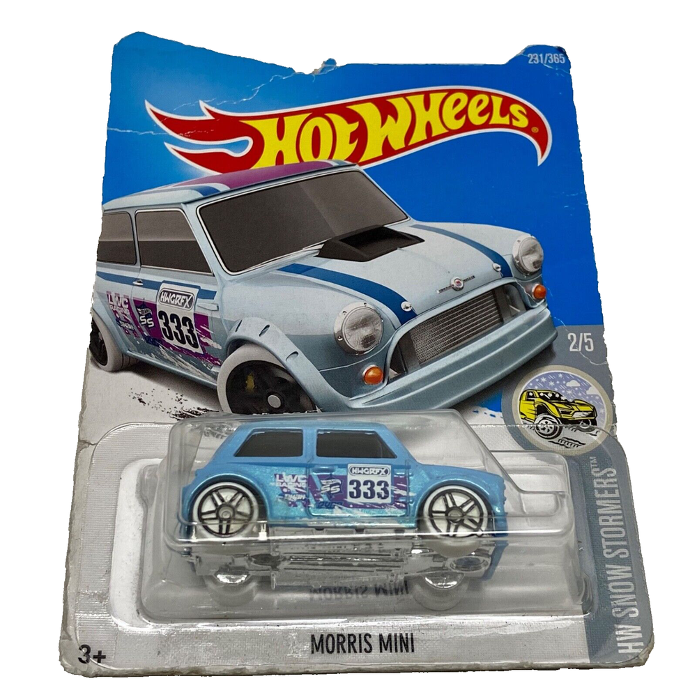 Hot Wheels Mini Morris 231/365 Light Blue HW Snow Stormers 2/5 Die-cast 1:64 Car