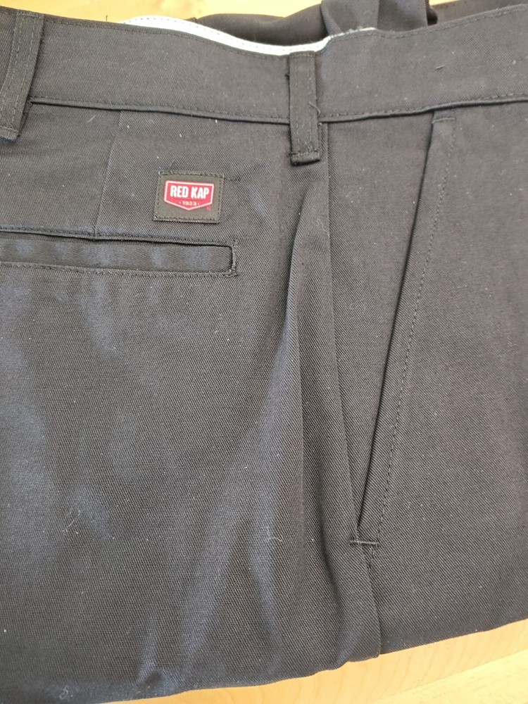 Red Kap Men's Black Polyester-Cotton Work Pants 38x28 with Cargo Pockets - Free Shipping