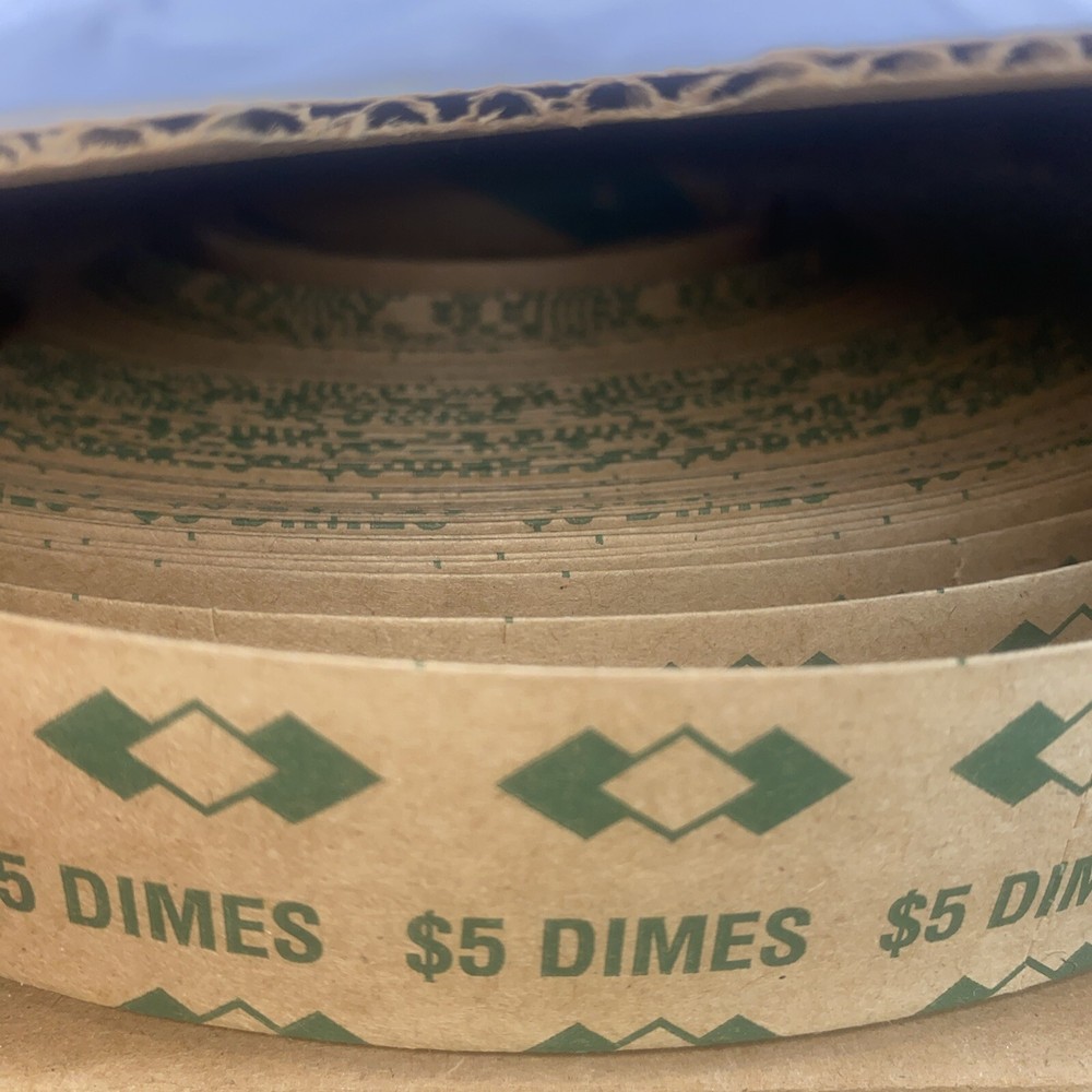 New In Box - PM Company 5$ Dime Coin Wrappers Spool On A Roll 1000 Count 10¢