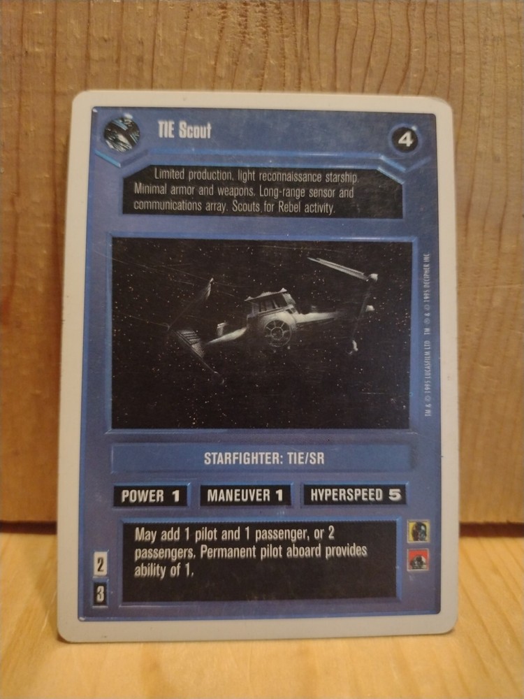 1995 Star Wars Card Game: STARFIGHTER: TIE SCOUT  white BORDER  MC9