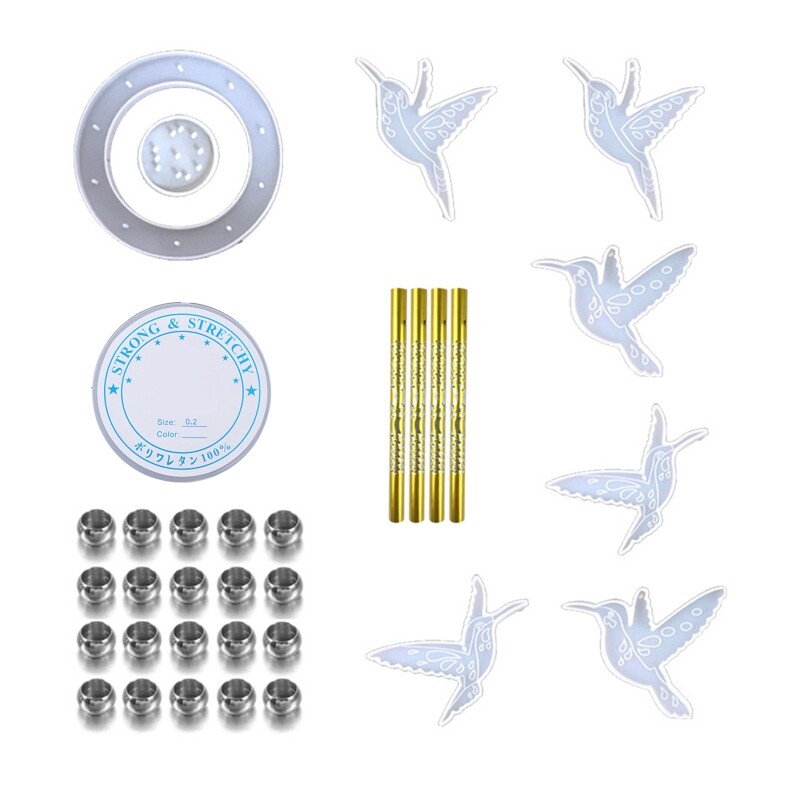 Hummingbird Wind Chime Silicone Molds for DIY Epoxy Resin Garden Decor