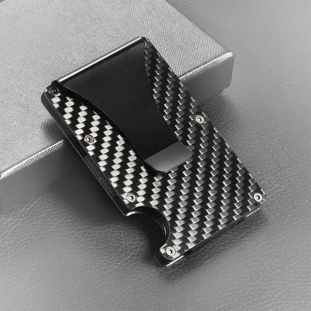 Slim RFID Blocking Carbon Fiber Credit Card Holder with Money Clip-image