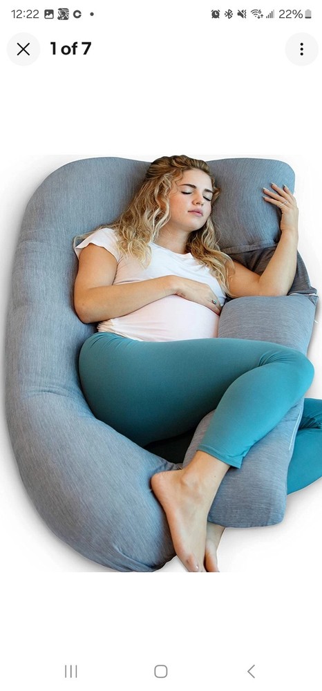 U-Shape Full Body Pregnancy Pillow with Cooling Grey Cover