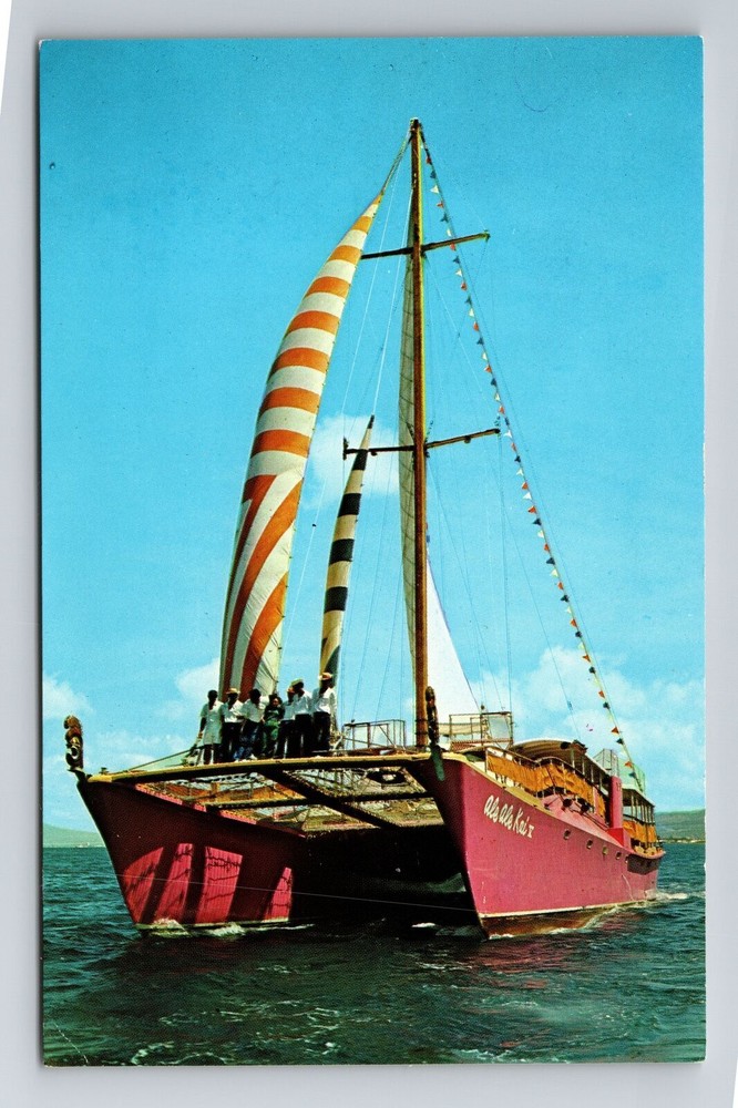 Waikiki HI-Hawaii, Henry J Kaiser's Catamaran, Vintage Postcard