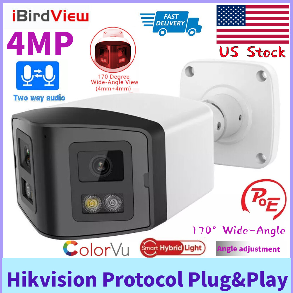 iBirdView Hikvision Compatible 4MP 4MM 170° POE illumination Panoramic Camera US