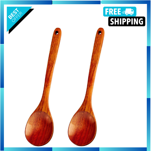 Kitchen Wooden Cooking Spoon Set 12 Solid Wood Serving Spoons for Mixing Stirr