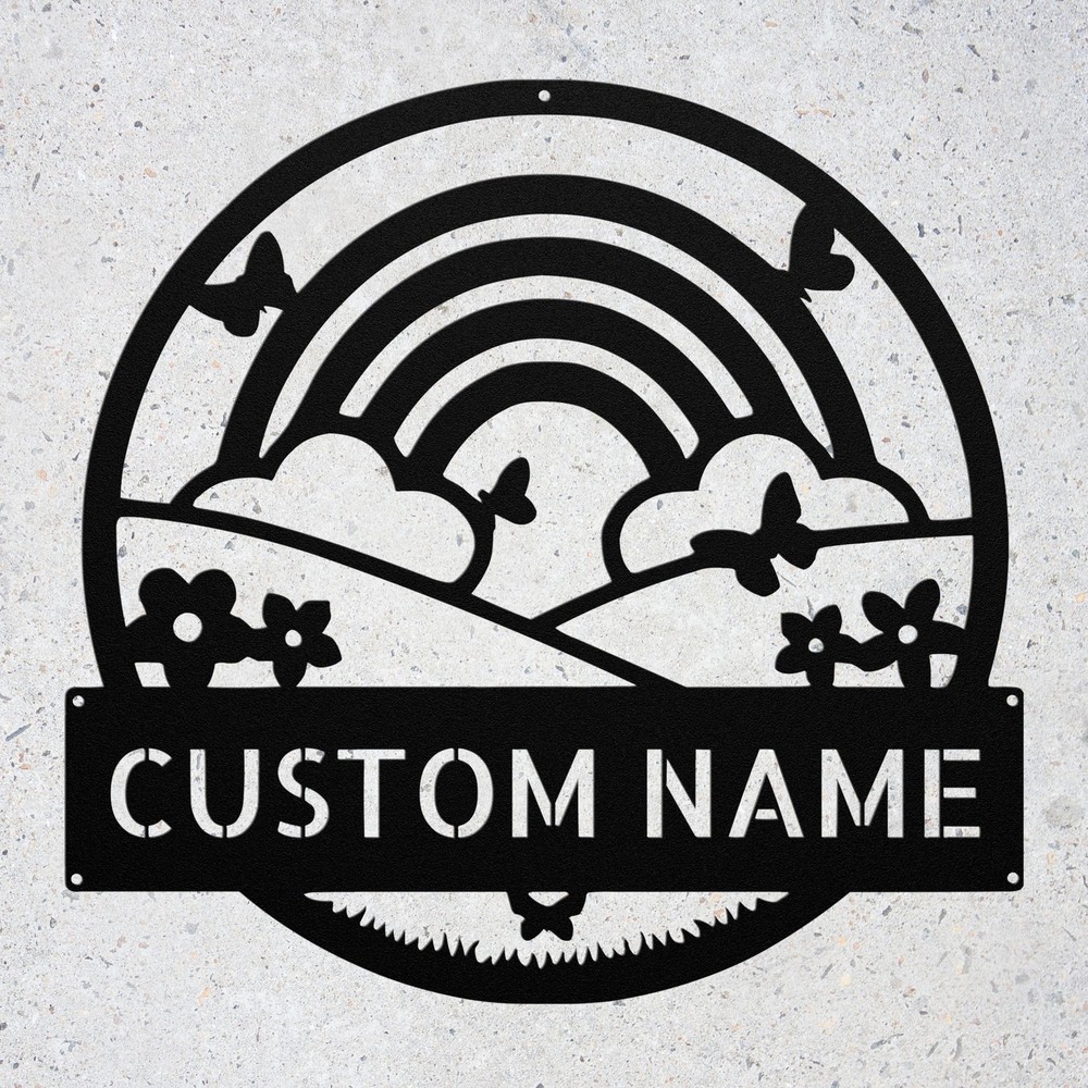 Custom Rainbow Metal Sign Personalized Home Office Decor Art Family Gifts