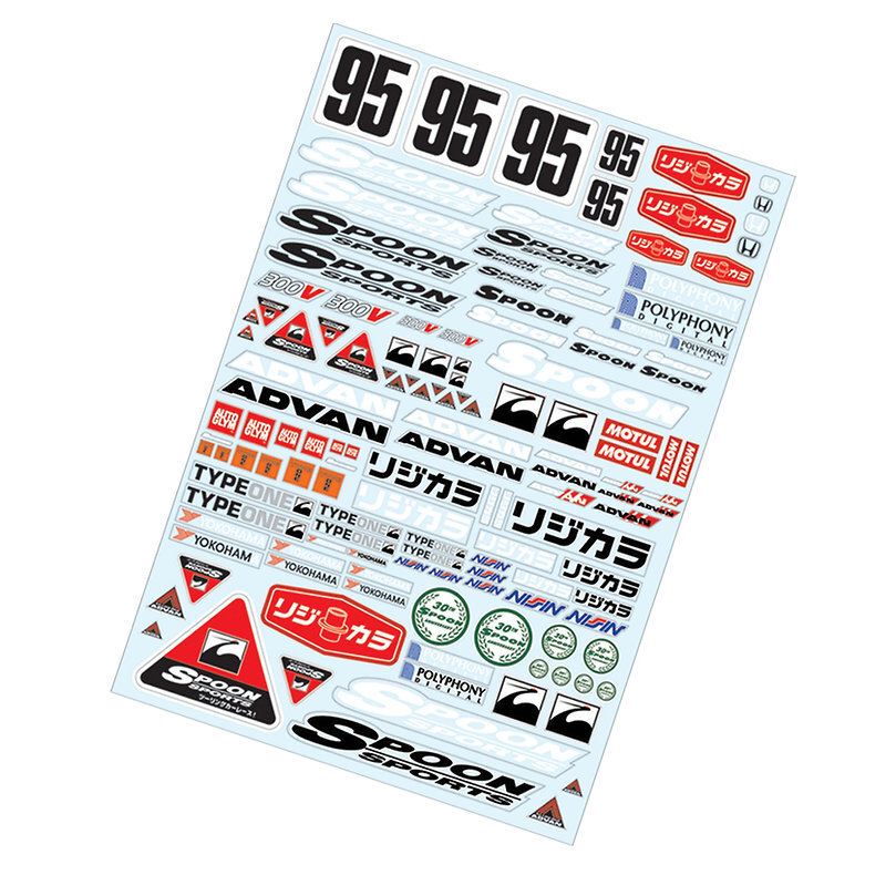 Spoon Sports Sticker Logo Sheet + Advan A4 for 1:10 RC car truck or crawler
