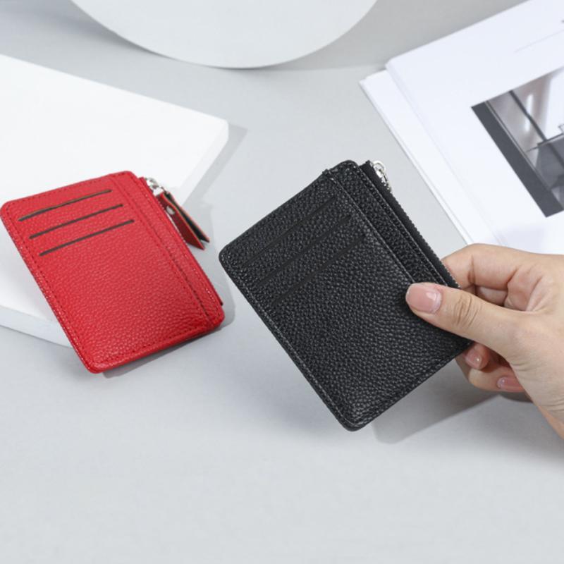 Slim Multicolor Leather Zipper Wallet for Men - Credit Card Holder  