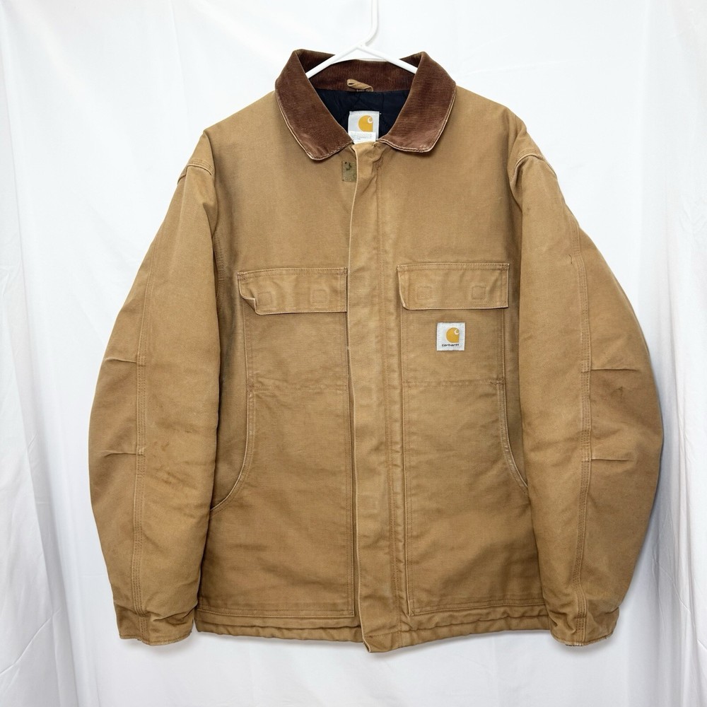 Carhartt Duck Arctic Quilt Lined Chore Coat Brown Size 44