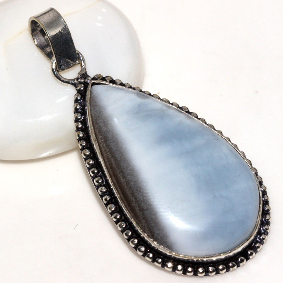 925 Silver Plated Owhyee Blue Opal Ethnic Pendant Handmade Jewelry Size 2