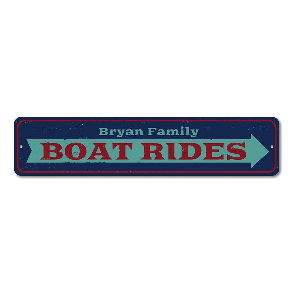 Boat Rides Sign, Personalized Directional Arrow Sign, Custom Metal Decor Sign