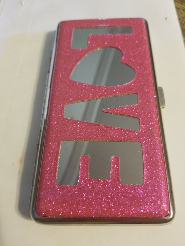 Eclipse Pink Glitter 120's Crush Proof Metal Cigarette Case PayPal Accepted-image