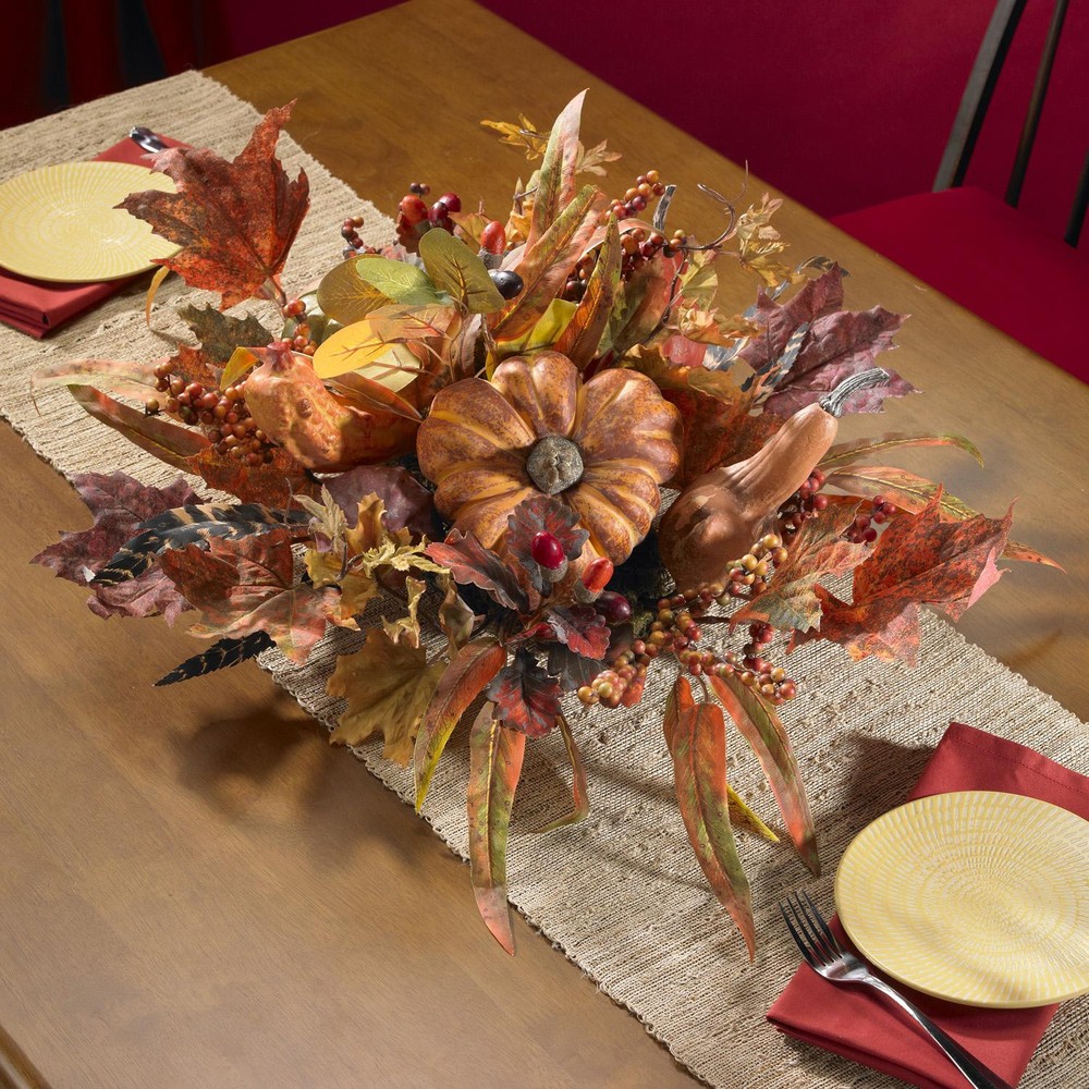 Red Silk Harvest Centerpiece for Fall Decor