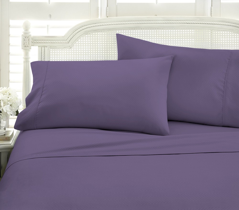 Ienjoy King Chevron Purple 4-Piece Embossed Home Sheet Set
