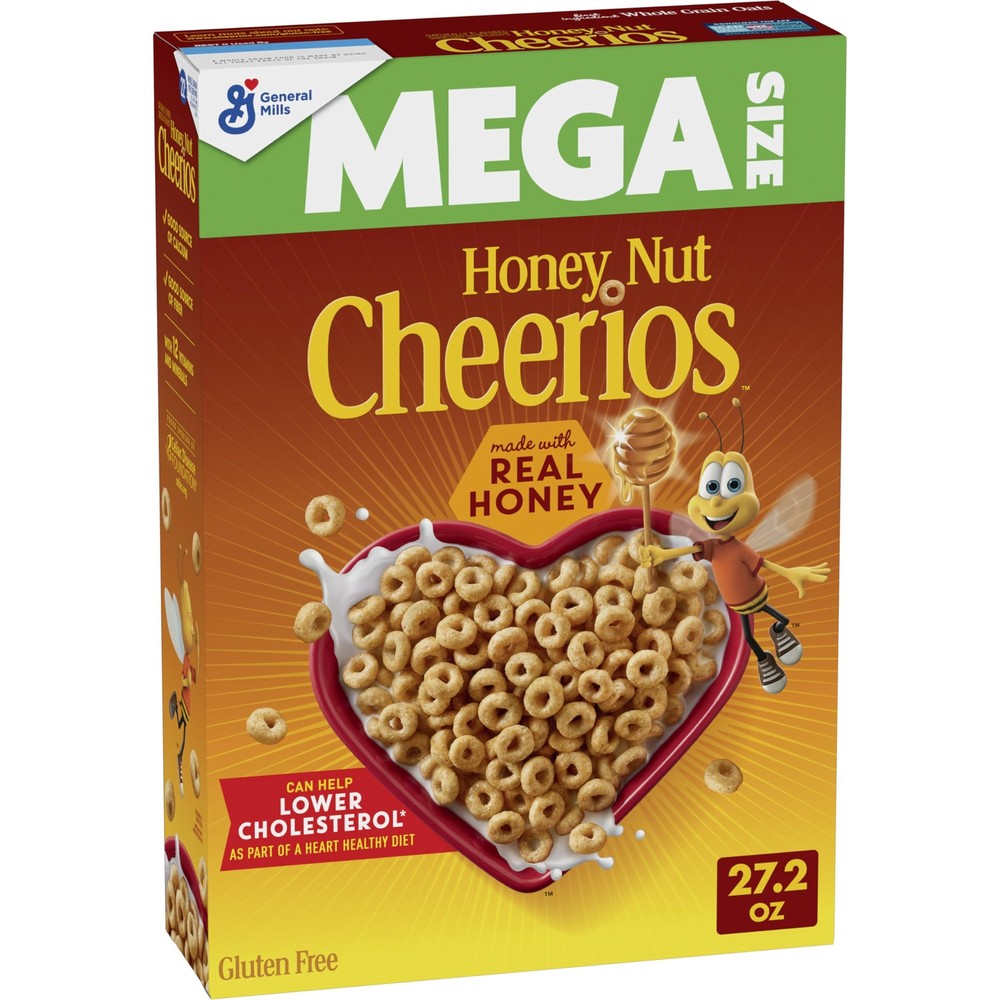 Honey Nut Cheerios Heart Healthy Gluten Free Breakfast Cereal Mega Size 27.2 oz