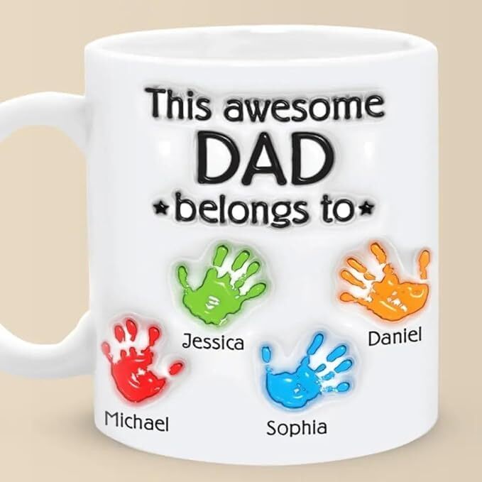 This Awesome Dad Belongs To 3D Inflated Effect Printed Mug For Daddy Papa
