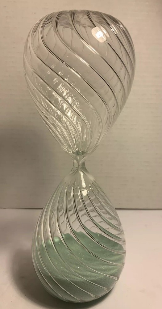 Hour Glass, Clear Swirl Plastic, Green Sand Hour Glass, 10