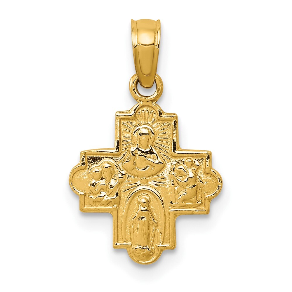 10K Yellow Gold Miniature Four Way Medal Pendant 0.79gm L-19 mm, W-11mm