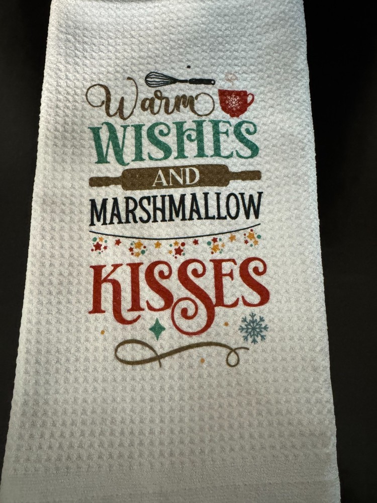 Festive Christmas Waffle Weave Microfiber Dish Towel 15x25