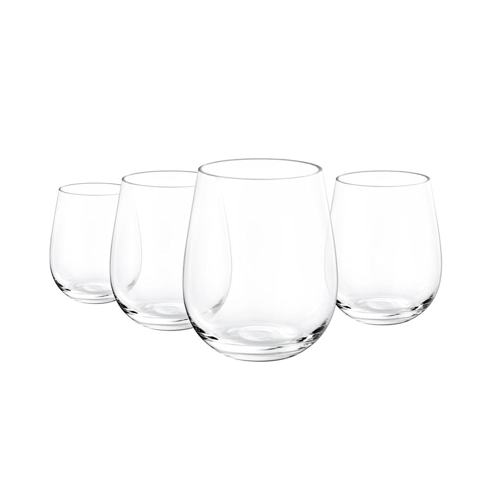 Unbreakable 18-Oz Acrylic Stemless Wine Glass Set - 4 Clear Shatterproof Cups  