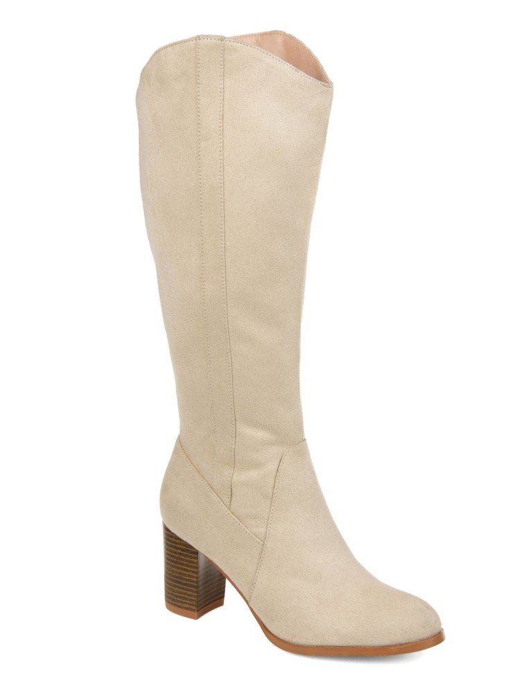 JOURNEE COLLECTION Womens Beige Parrish Almond Heeled Boots 8.5 M