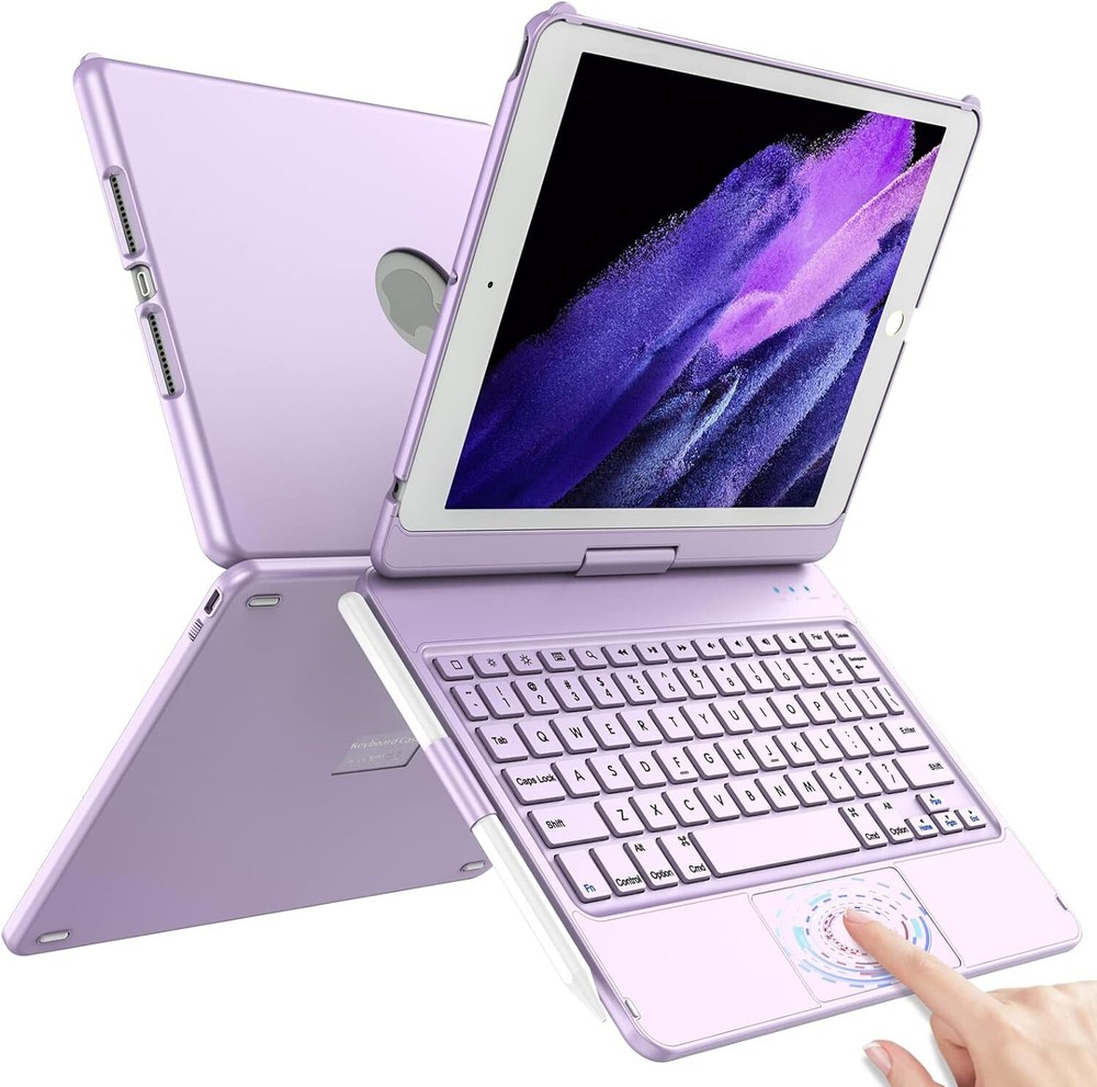 Slim Purple Touchpad Keyboard Case for iPad 10.2 9th 8th 7th Gen