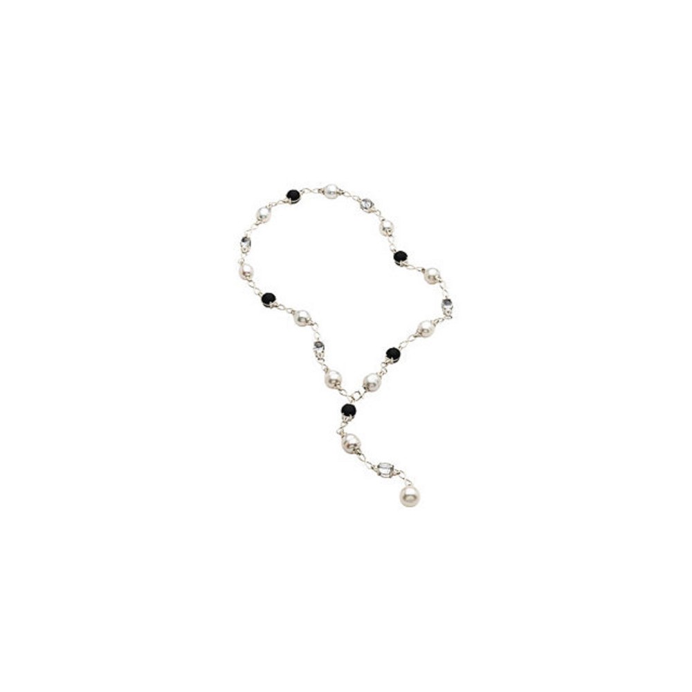 14KT Paspaley South Sea Pearl Onyx Tourmalinated Quartz Station Necklace Lariat-image