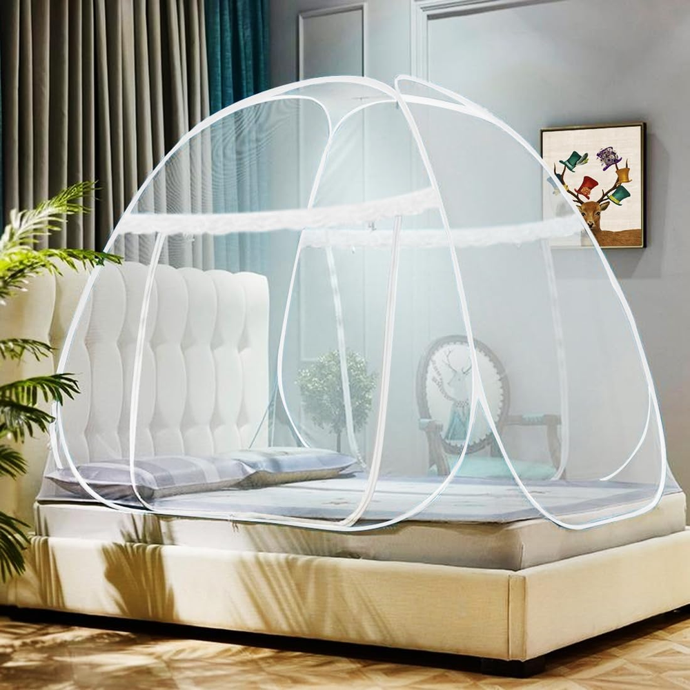 Pop up Bed Net Tent with Bottom, Folding Design Bed Canopy for Bedroom and Outdo