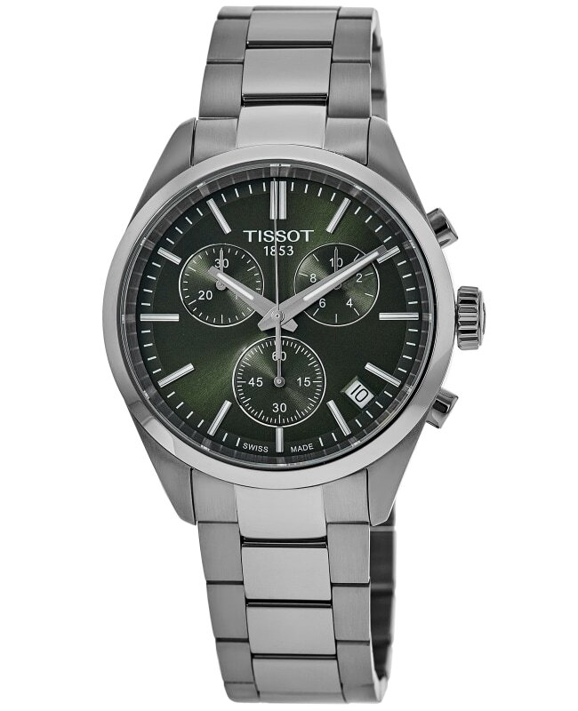 New Tissot PR 100 Chronograph Quartz Green Dial Men's Watch T150.417.11.091.00