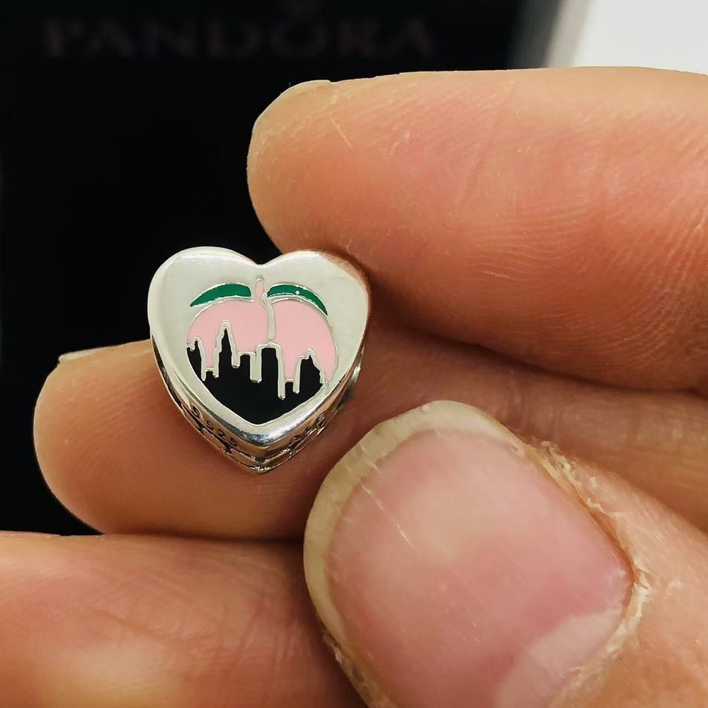 Pandora Georgia Peach Dangle Charm Pendant S925 Sterling Silver Jewelry