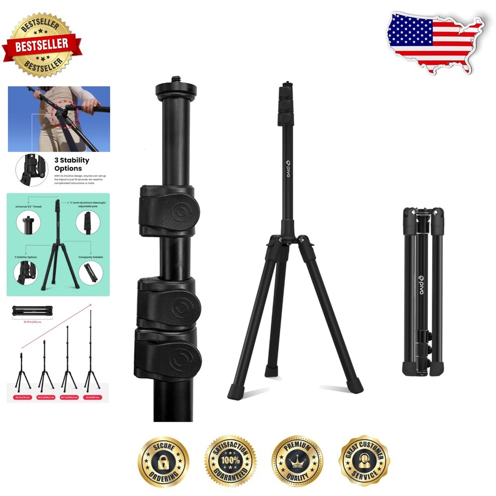 Compact Foldable Tripod with 360° Rotation for Video & Photos - Universal Fit