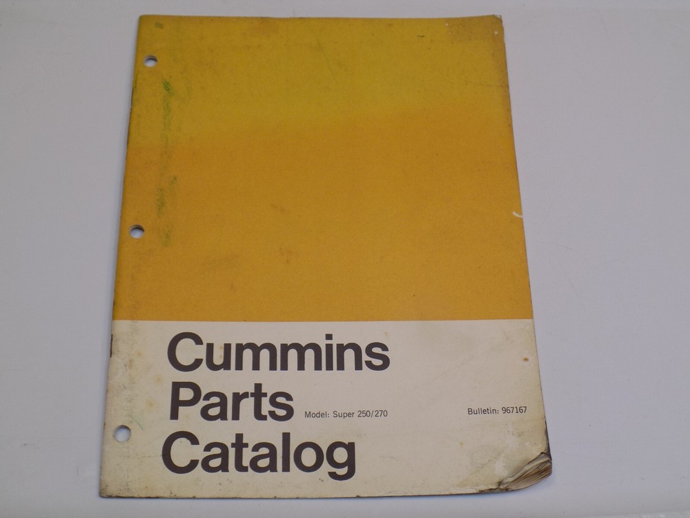 Cummins Super 250 270 Diesel Engine Factory Parts Catalog Vintage 967167 AS IS