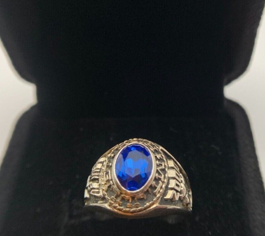 Jostens 10K White Gold Blue Spinel Class Ring FREEship