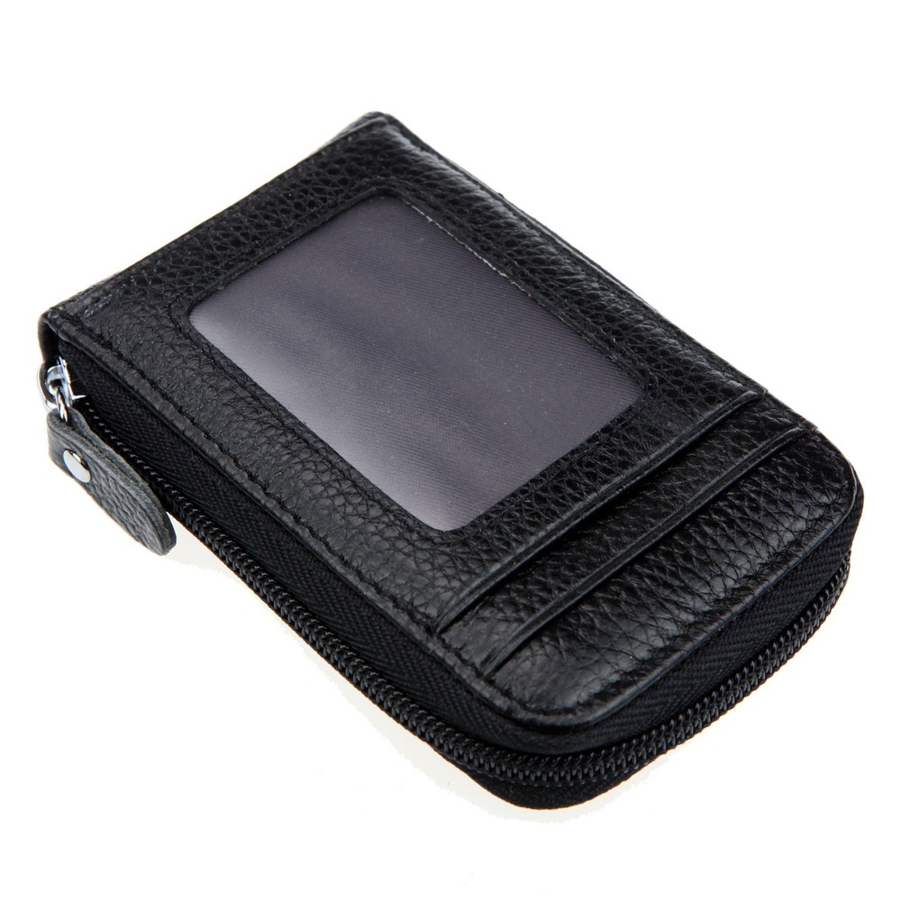 RFID Blocking Genuine Leather Mini Credit Card Holder Compact Slim Wallet