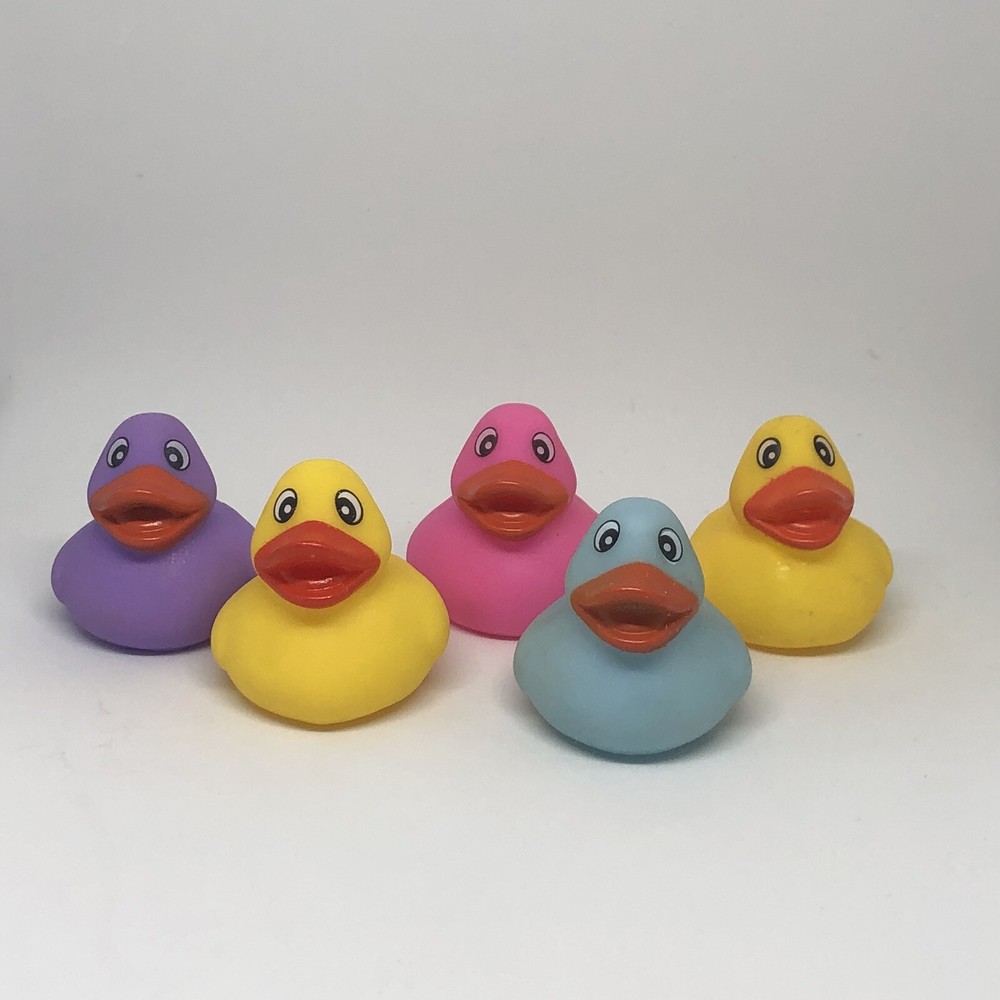 Easter Pastel Rubber Ducks Mini 1.5” Baby Ducky Multicolor Lot of 5 Jeep Toy