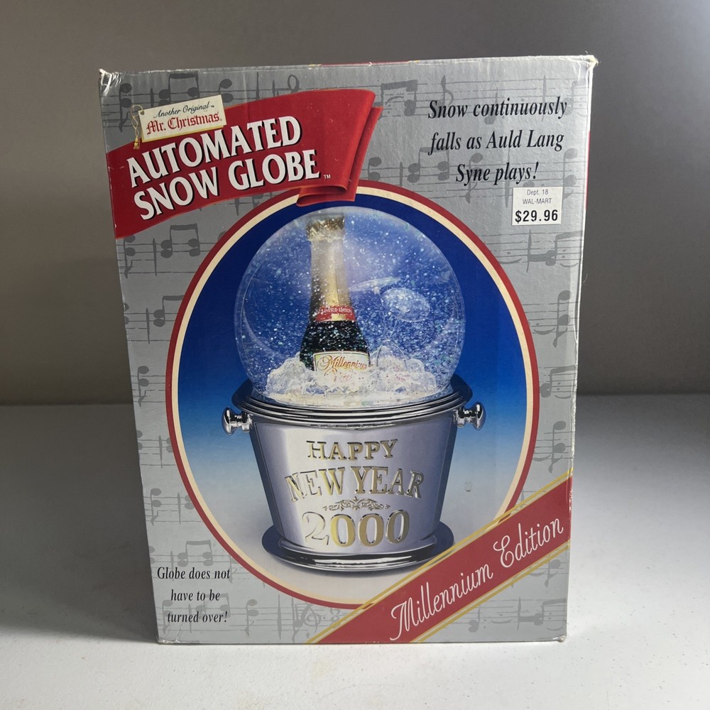Mr Christmas Automated Snow Globe Millinnium Edition Happy New Year 2000-image