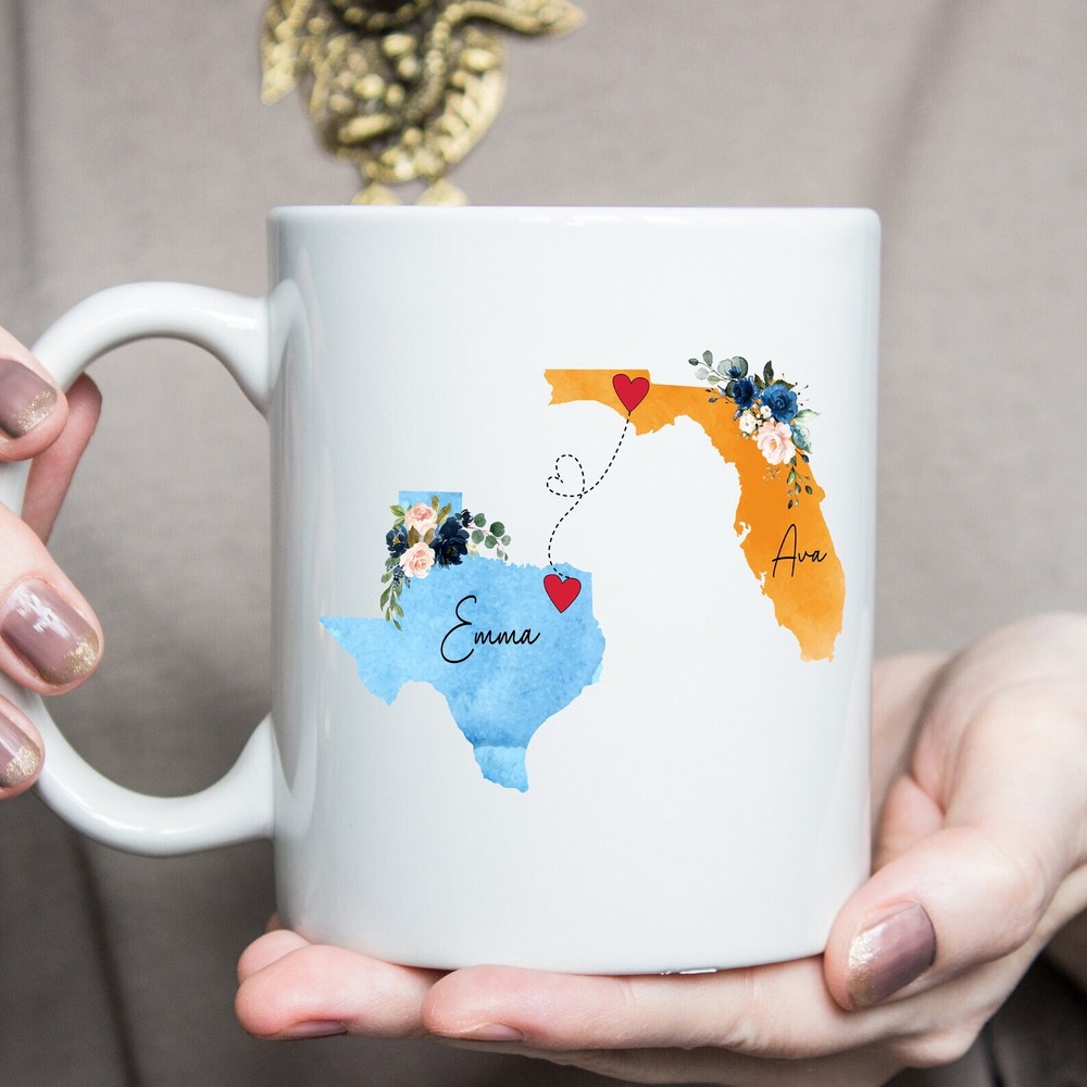 Two State Mugs Long Distance Mug Friendship Gift State To State Best Friend Mug