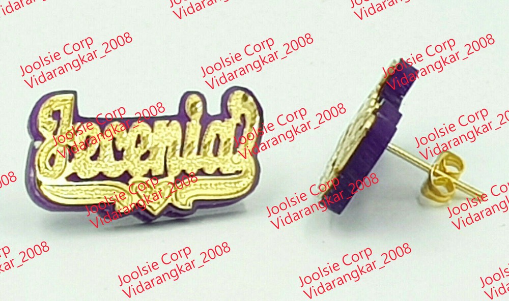 14K Gold Plated Custom Name Studs - Choose Color & Up to 7 Letters-image