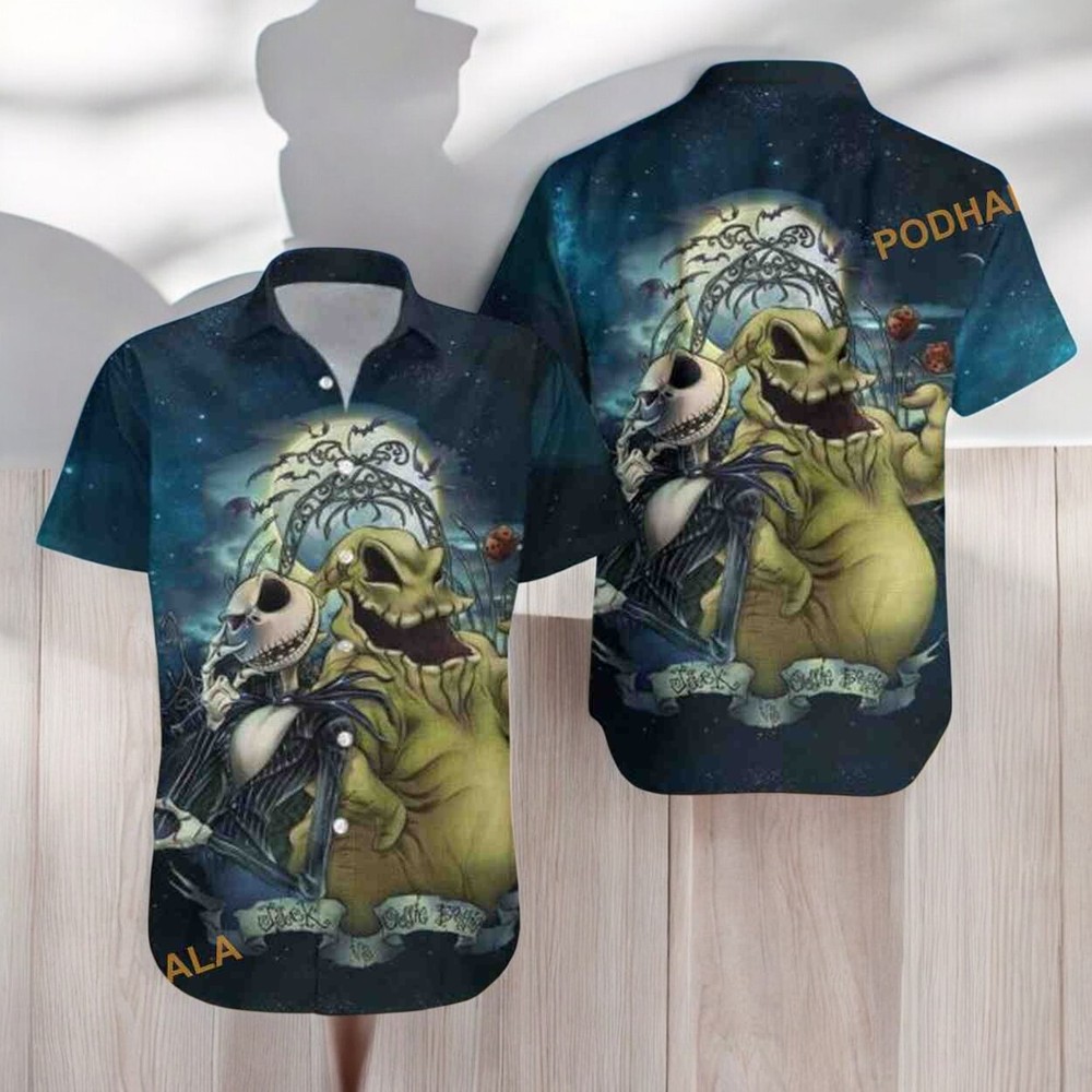 Jack amp Oogie Boogie Nightmare Aloha Shirt Mens Christmas Hawaiian Shirt