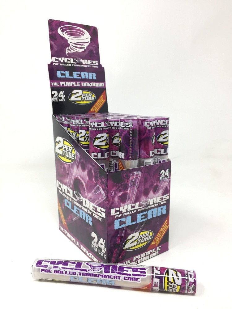 Cyclones Purple Unknown Flavored Pre-Rolled Cones in Clear Tube - 24 Pack