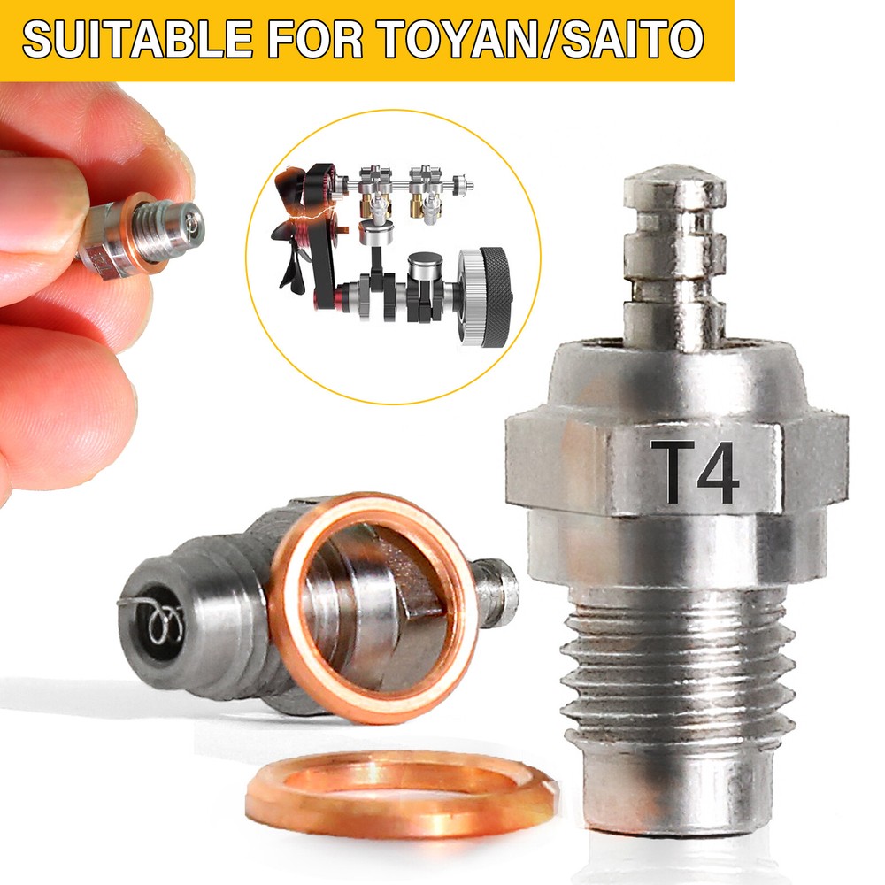 T4 Spark Plugs For Red Spider/Toyan/SAITO RC Car 4-Stroke Nitro Engine Model